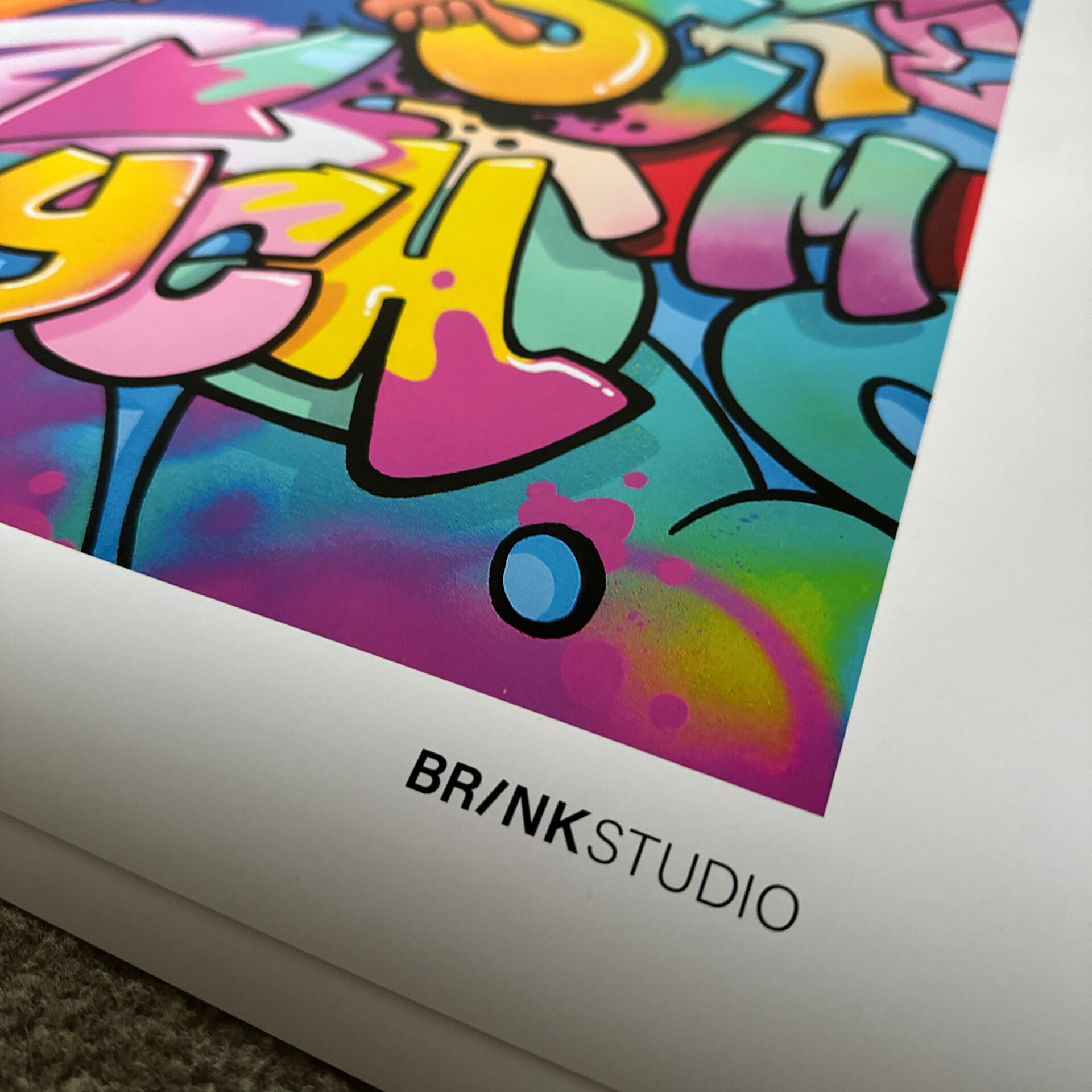 Just a kid street art print logo close up